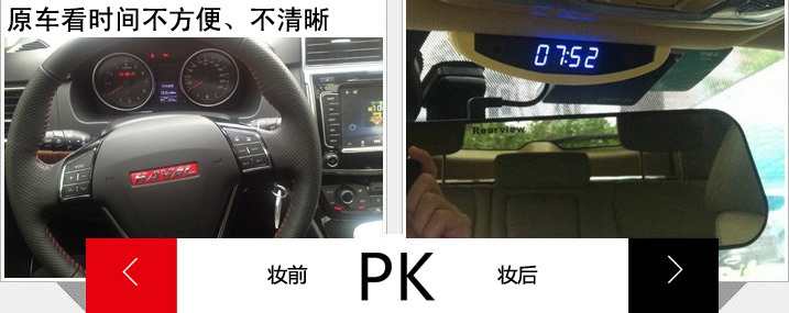 六子内缺个时钟，虽然记录仪有，太小了，导航机也有，但不开机又看不到，于是想着给小六装个时钟，抬眼即见，足够清晰！